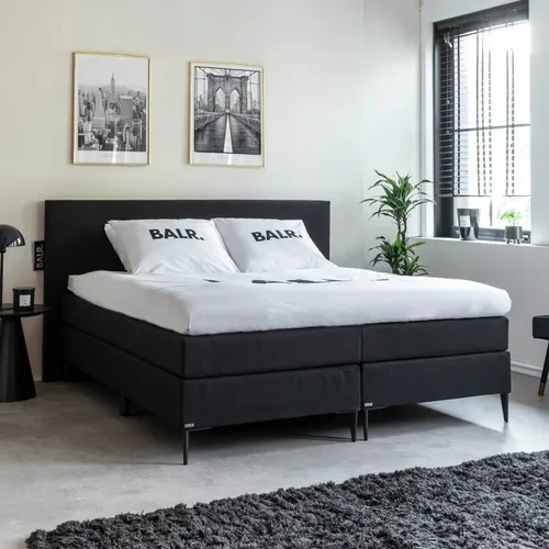 1-Persoons Boxspring BALR. Hotel - Zwart 90x210 cm - Pocketvering - Inclusief Topper