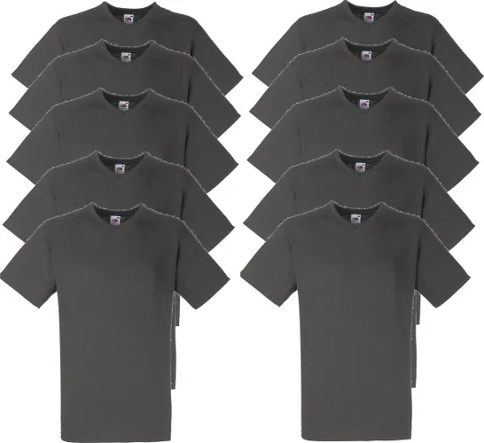 10 x Fruit of the Loom V-Hals ValueWeight T-shirt Light Graphite