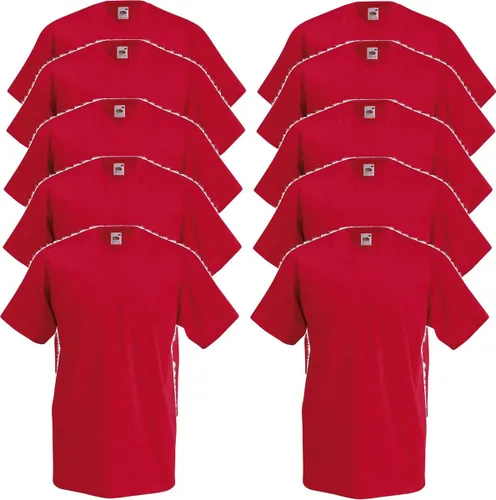 10 x Fruit of the Loom V-Hals ValueWeight T-shirt Rood