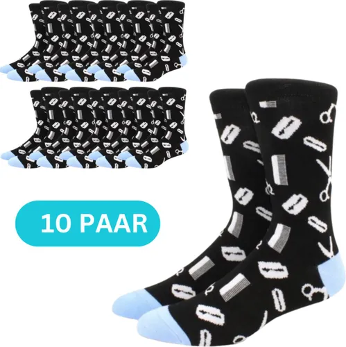 10x Kappers sokken | Schaar, Kam, Haarmesje | 10 paar Sokken Dames/Heren