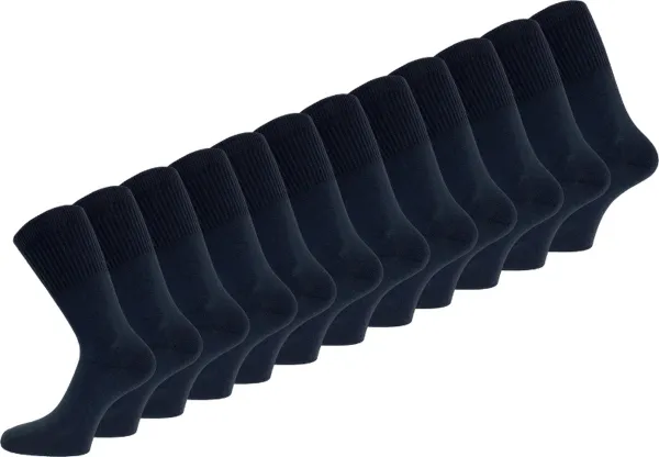 12 paar Niet knellende sokken - Drukvrije boord - Basic - Zwart
