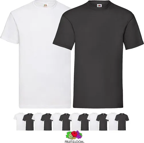12 pack Witte & Zwarte shirts Fruit of the Loom Ronde hals