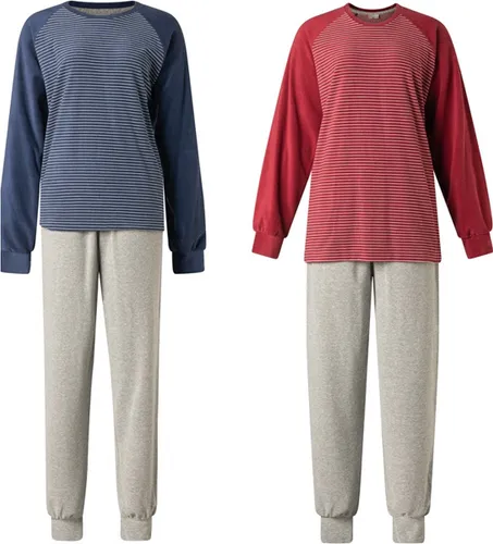 2 badstof dames pyjama's van Lunatex 124204 navy en rood