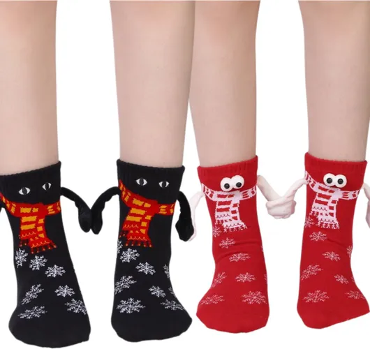2 paar Sokken met handjes - Schattige sokken rood & zwart