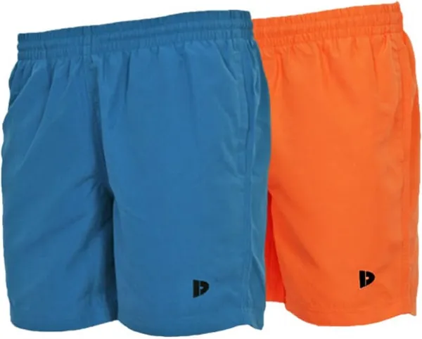 2-Pack Donnay Sport/Zwemshort Toon - Sportbroek - Heren - Petrol-blue/Apricot orange (619)