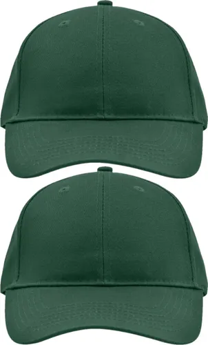 2x stuks 6-panel baseball donkergroene caps