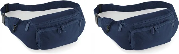 2x stuks donkerblauw heuptasje/buideltasje voor volwassenen 37 x 15 cm - Donkerblauwe heuptassen/fanny pack voor op reis/onderweg