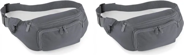 2x stuks grijs heuptasje/buideltasje voor volwassenen 37 x 15 cm - Grijse heuptassen/fanny pack voor op reis/onderweg