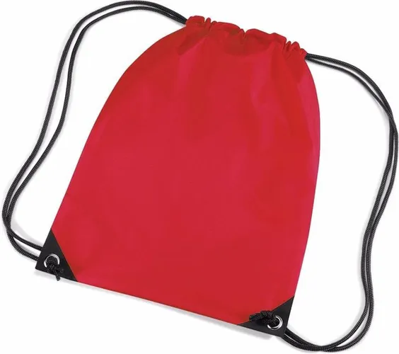 2x stuks rode nylon sport/zwembad gymtas/ gymtasje met rijgkoord 45 x 34 cm - Kinder tasjes