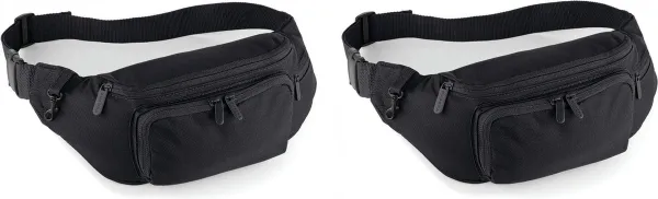 2x stuks zwart heuptasje/buideltasje voor volwassenen 37 x 15 cm - Zwarte heuptassen/fanny pack voor op reis/onderweg