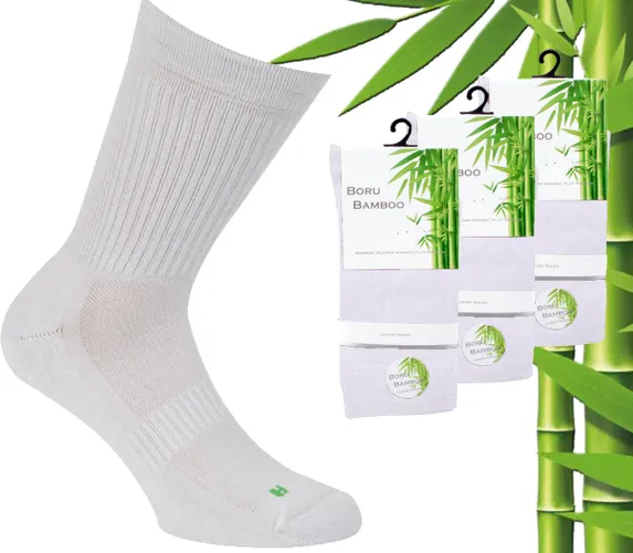 3 Paar Boru Bamboo Sport Sokken - Bamboe - Wit