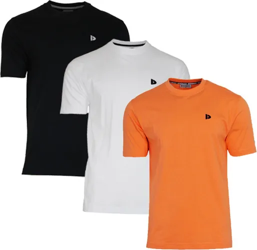 3-Pack Donnay T-shirt (599008) - Sportshirt - Heren - Black/White/Apricot orange (560)