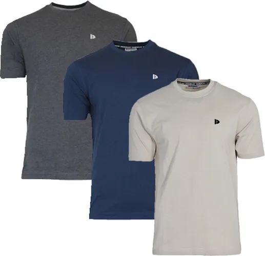 3-Pack Donnay T-shirt (599008) - Sportshirt - Heren - Charcoal-marl/Navy/Sand (568)