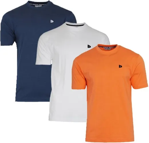 3-Pack Donnay T-shirt (599008) - Sportshirt - Heren - Navy/White/Apricot orange (584)