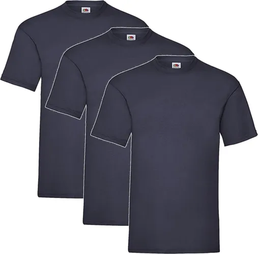 3 Pack Navy Shirts Fruit of the Loom Ronde Hals