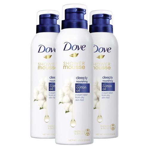 3x Dove Shower Foam Deeply Nourishing Cotton Oil 200 ml