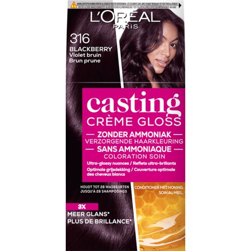 3x L'Oréal Casting Crème Gloss Haarkleuring 316 Blackberry - Violet Bruin