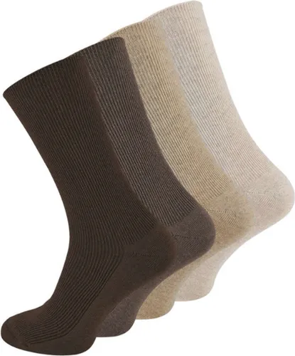 4 pack diabetes sokken - Niet knellend - Zonder elastische boord - Bruin Mix