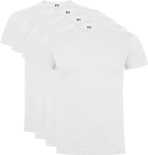 4 Pack Roly Atomic Basic T-Shirt 100% biologisch katoen Ronde hals Wit