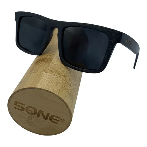 5one® zonnebril Boston zwart bamboo zwarte lens 2020384
