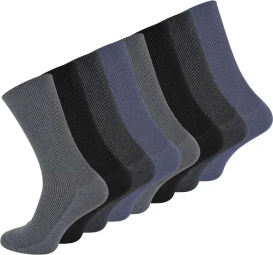 8 pack Diabetes sokken - Niet Knellend - Zonder elastische boord - Blauw/Grijs Mix