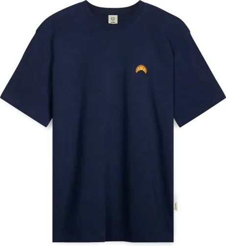 A-dam Navy Croissant - T-shirt - Heren - Volwassenen - Vegan - Korte Mouwen - T-shirts - Katoen - Blauw - S