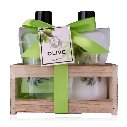 Accentra Doucheset voor dames Olive in mooie houten doos -
