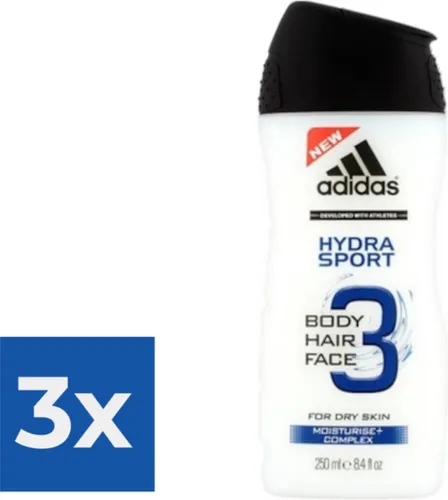 Adidas Douche & Shampoo Men - Hydra Sport 250ML - Voordeelverpakking 3 stuks