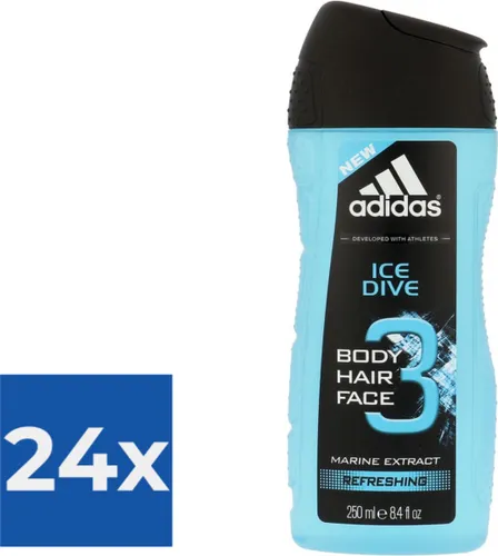Adidas Douche & Shampoo Men - Ice Dive 250 ml. - Voordeelverpakking 24 stuks