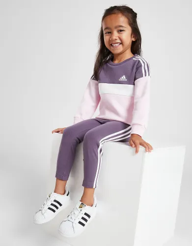 adidas Girls' 3-Stripes Colour Block Tracksuit Infant, Purple