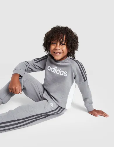 adidas Girls' Linear Crew Tracksuit Children, Grey