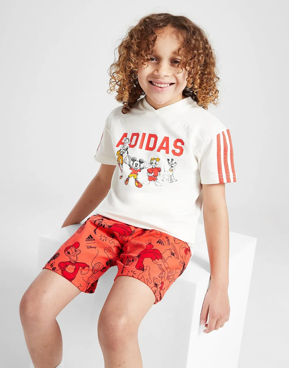 adidas Mickey Mouse T-Shirt/Shorts Set Children, Off White / Bright Red