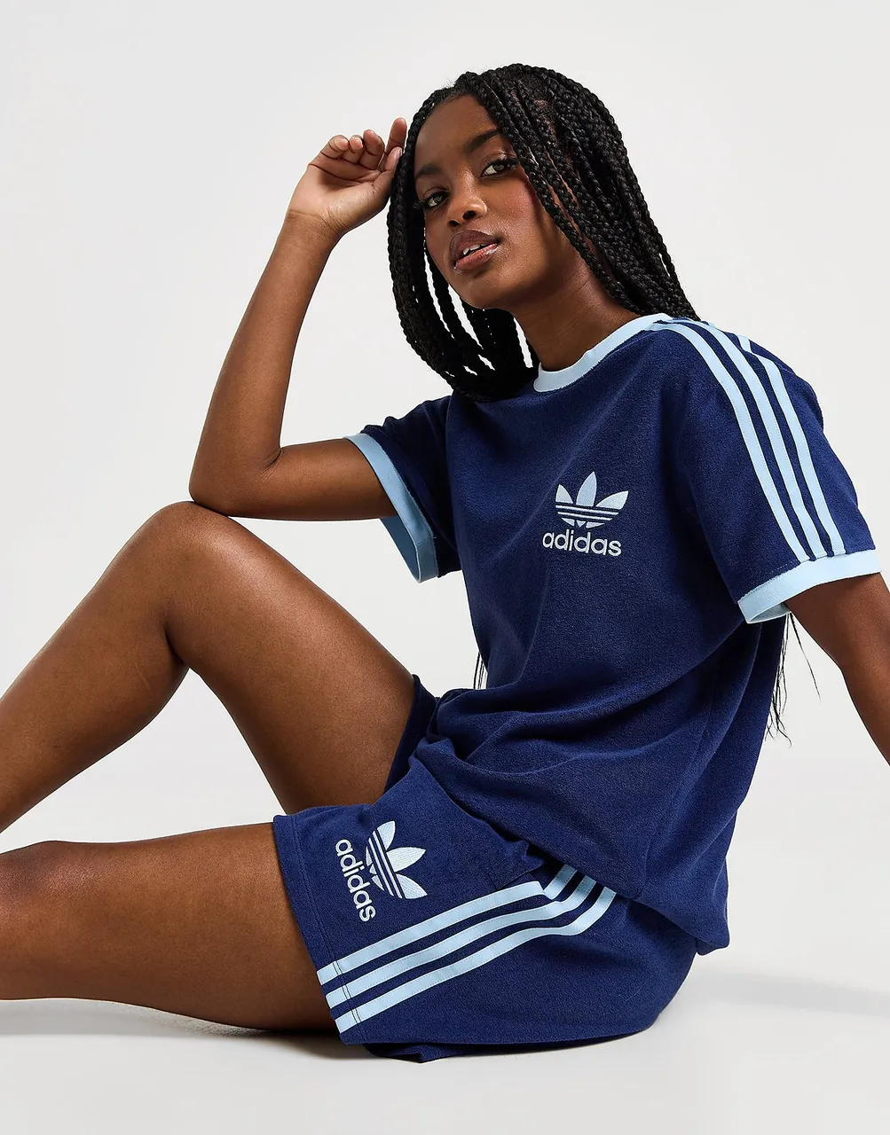 adidas Originals 3-Stripes Towelling Shorts, Blue