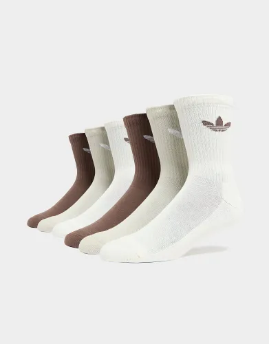 adidas Originals 6-Pack Trefoil Cushion Crew Socks, Earth Strata / Putty Grey / Ivory