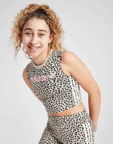 adidas Originals Girls' All Over Print Leopard Tank Top Junior, Brown