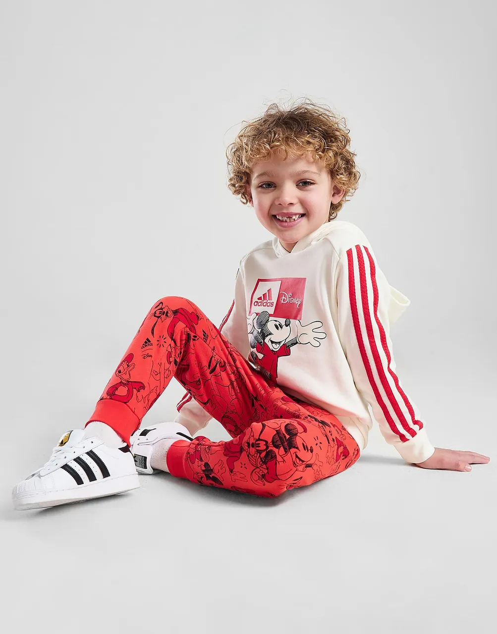 adidas Originals Micky Mouse Overhead Tracksuit Children, Off White / Bright Red