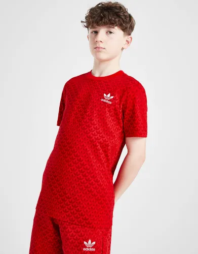 adidas Originals Trefoil Mono All Over Print T-Shirt Junior, Red