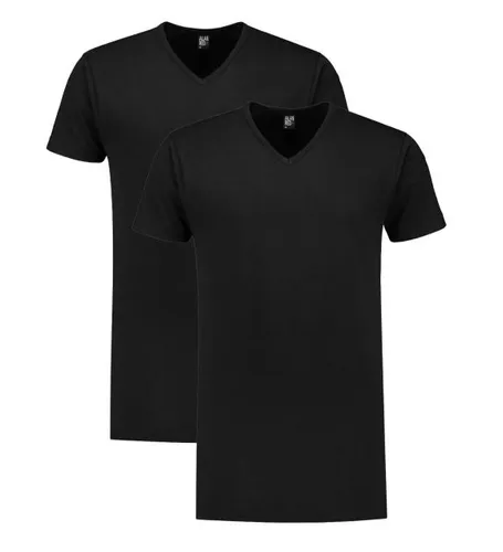 Alan Red T-shirt Vermont Black 2Pack V-Hals Extra Lang + 5cm   