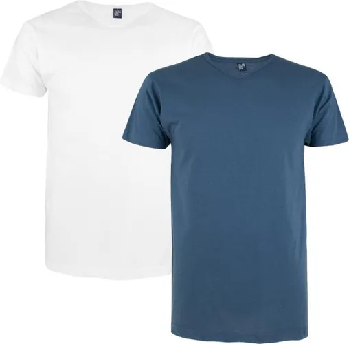 ALAN RED T-shirts Vermont (2-pack) - V-hals - wit en denim blauw
