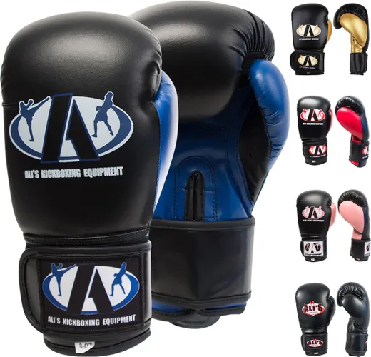 Ali's Fightgear BT GO - Premium Bokshandschoenen Zwart/Blauw 4 oz XS - Perfect voor Boksen, Kickboksen & Thaiboksen - bokshandschoenen kinderen - boks...