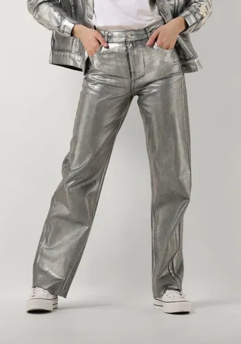 ALIX THE LABEL Dames Jeans Ladies Woven Silver Denim Pants - Zilver