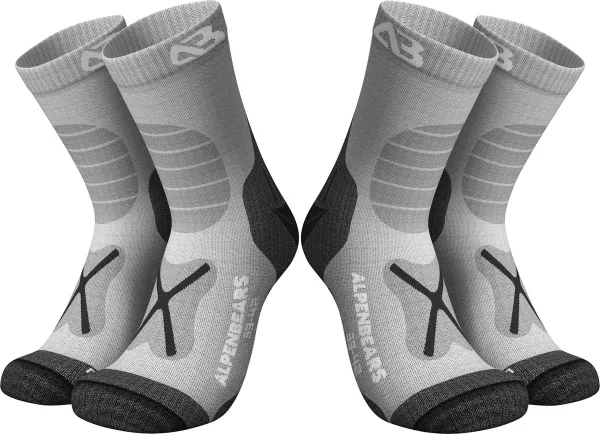 Alpen Bears Wandelsokken van Merinowol - 2 paar - professionele sokken voor wandelen - outdoor sokken voor dames, heren & kinderen - warme merino sokk
