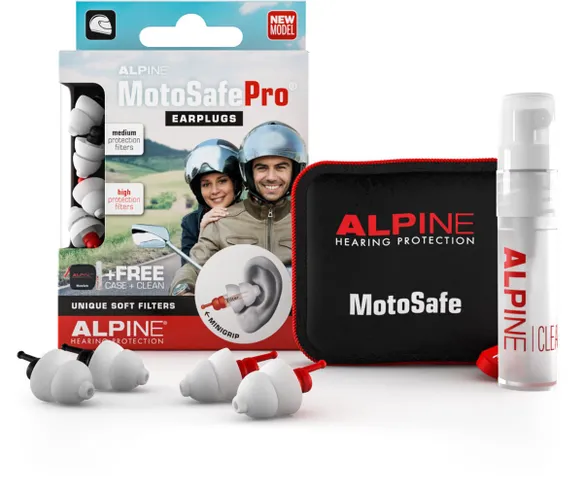Alpine MotoSafe Pro - 2 paar motor oordoppen - Oordopjes tegen windruis - Voorkomt gehoorschade tijdens het motorrijden - 17dB/20dB - Zwart/Rood - Mot...
