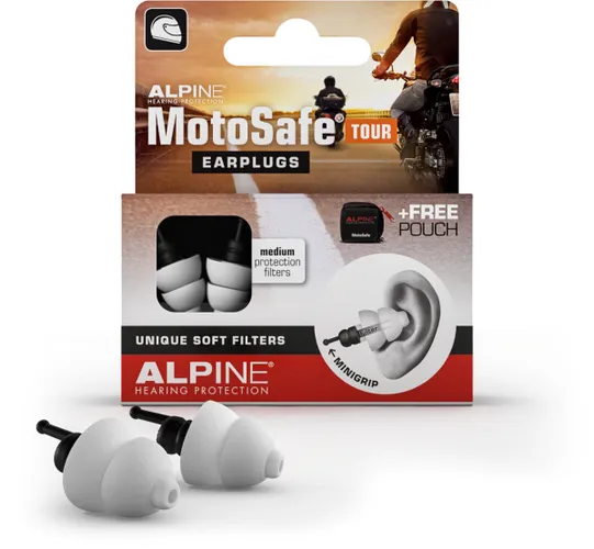 Alpine MotoSafe Tour - Motor oordoppen - Voorkomt gehoorschade tijdens het motorrijden - 17dB - Oordopjes tegen windruis - Premium Gehoorbescherming -...
