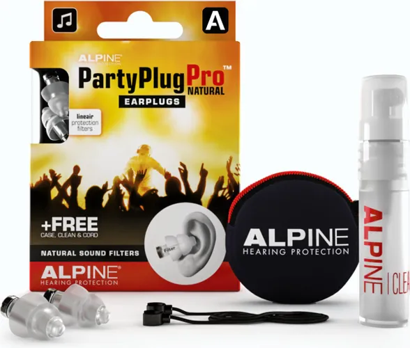 Alpine PartyPlug Pro Natural - Premium oordoppen voor festivals, concerten en muziekevenementen (21dB) - Uniek lineair filter - Voorkomt gehoorschade...