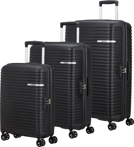 American Tourister kofferset - 3 delig - handbagage + M/L - zwart