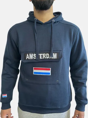 Amsterdam hoodie met Nederlandse vlag - Donkerblauw - M