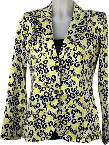 Angelle Milan - Licht gele bloemenprint blazer voor Dames - Travelstof - Comfort - Strijkvrij - Duurzaam