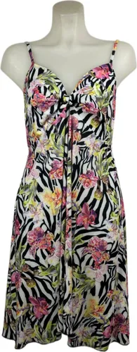 Angelle Milan – Travelkleding voor dames – Zebra Bloemen jurk met Bandjes – Ademend – Kreukherstellend – Duurzame jurk - In 4 maten