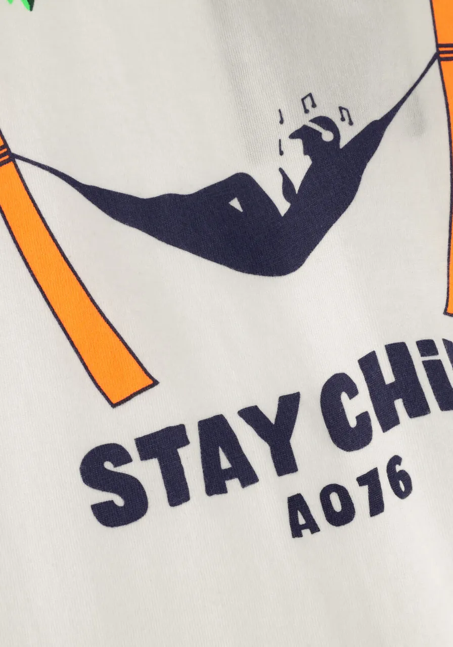 AO76 Jongens Polo's & T-shirts Mat T-shirt Stay Chill - Wit